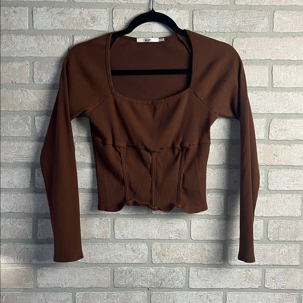 Mi Amore Brown Crop Tee- Size L